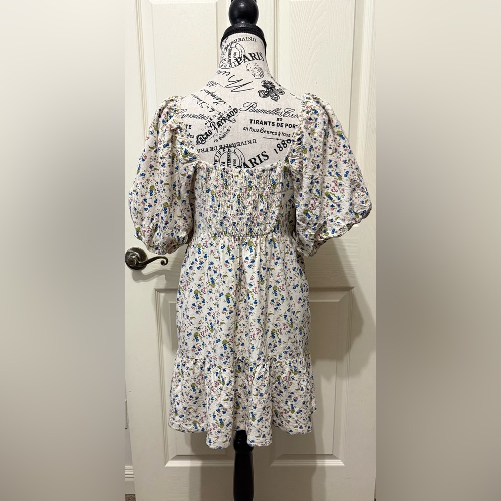 Sim & Sam Floral High Low Sundress with Puff Sleeves - Picture 3 of 6